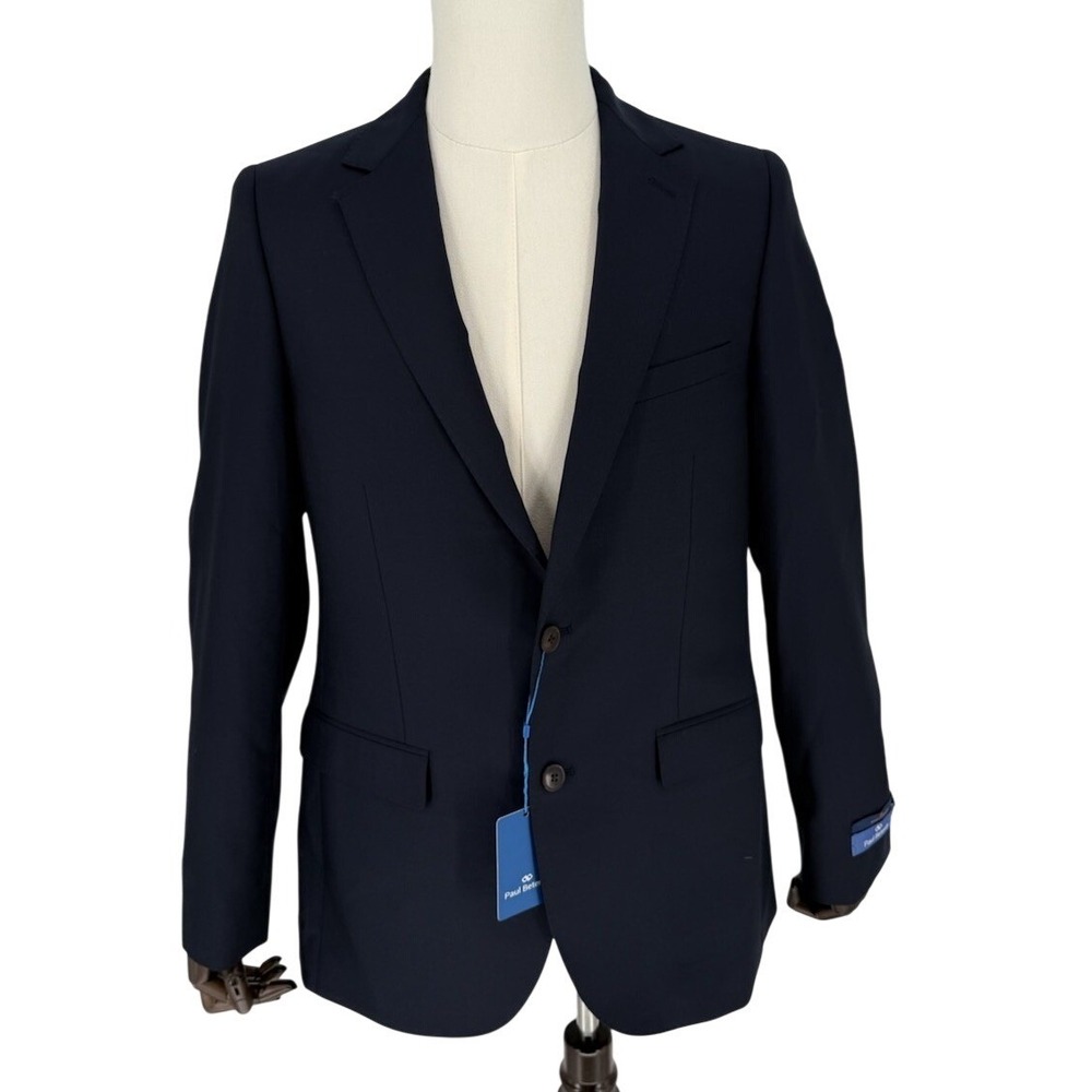 Paul Betenly Men's 40L Navy Blue Wool Cashmere Button Blazer Jacket-Ronaldo N